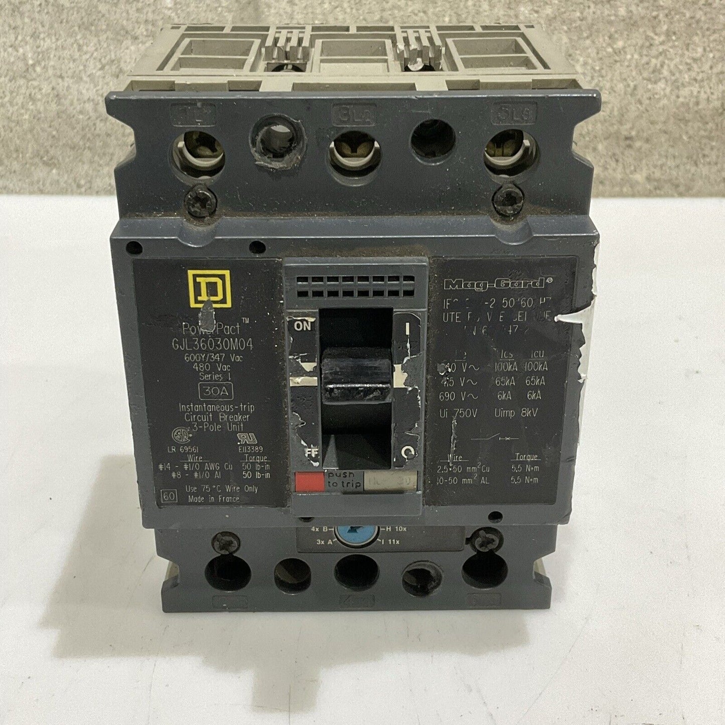 SQUARE D MAG-GARD GJL36030M04 POWERPACT CIRCUIT BREAKER 30A 3P U4M