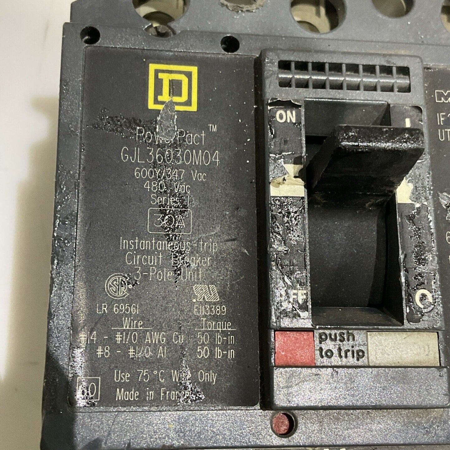 SQUARE D MAG-GARD GJL36030M04 POWERPACT CIRCUIT BREAKER 30A 3P U4M
