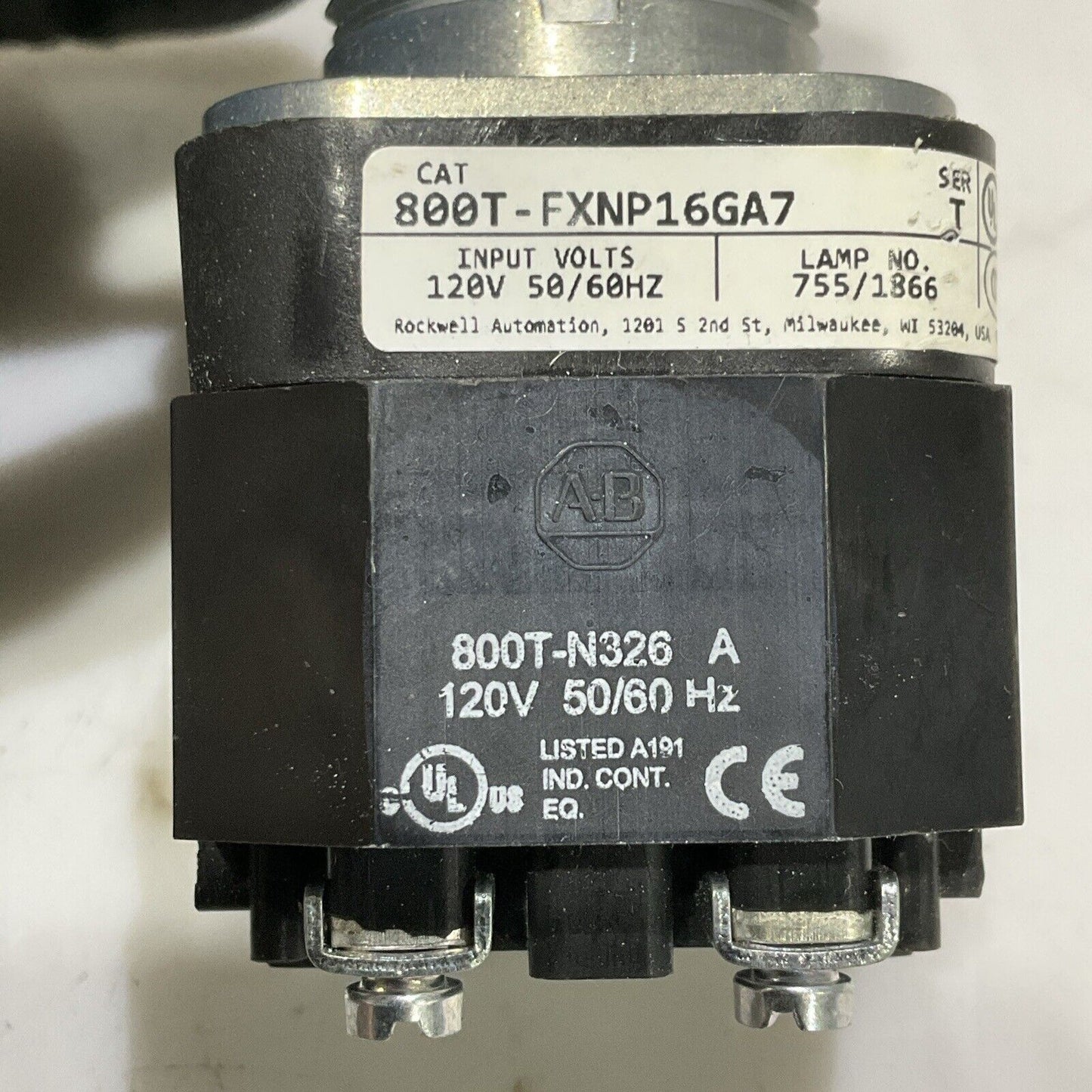 AB ALLEN BRADLEY 800TC-N374 PUSH BUTTON PILOT LIGHT 130V 50/60HZ U4M