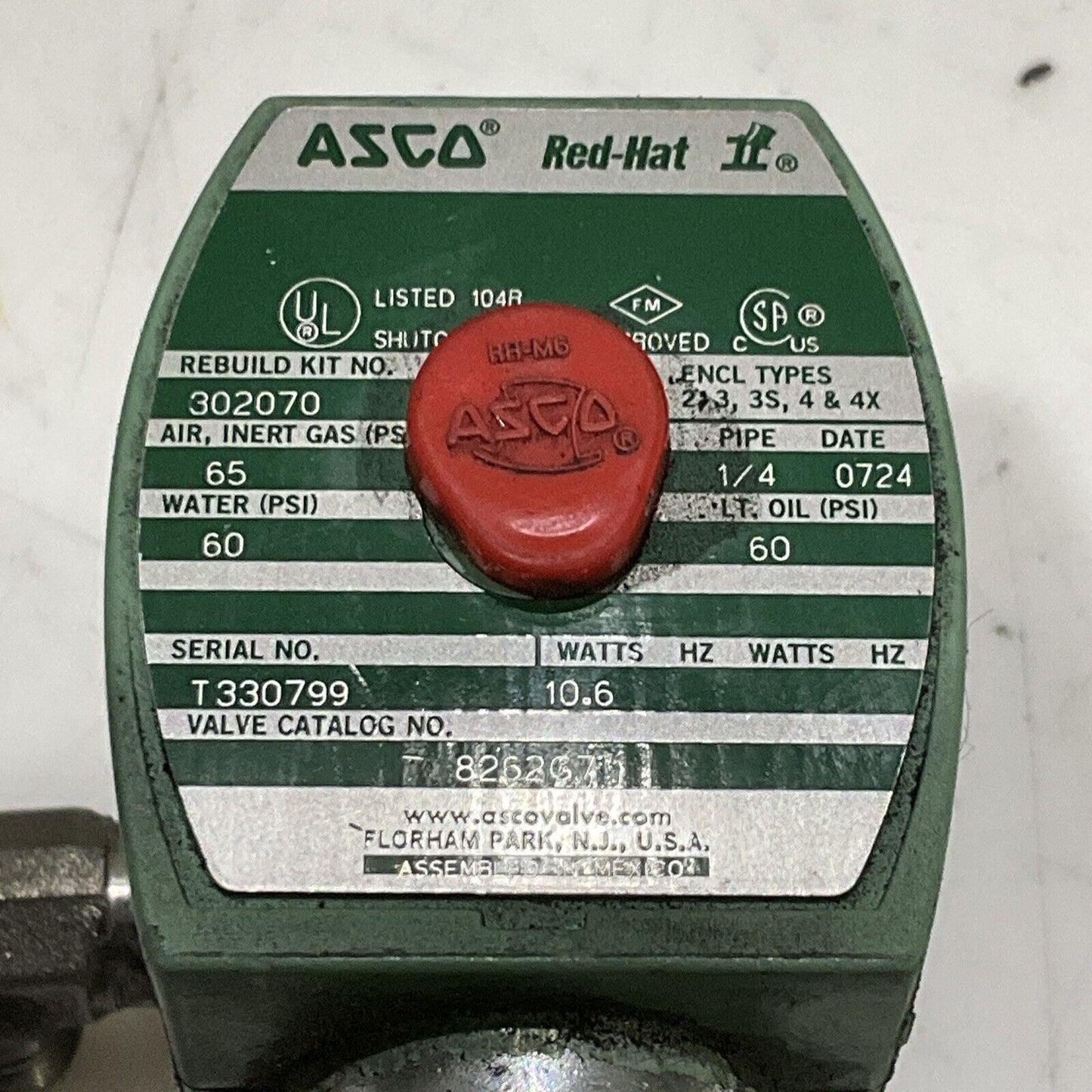 ASCO T330799 SOLENOID VALVE 1/4 60 PSIG 10.6 W
