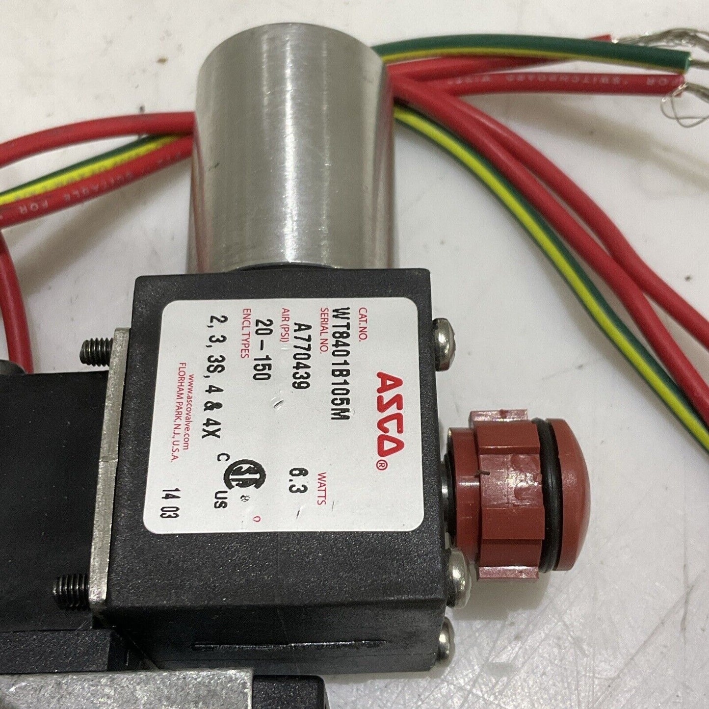 ASCO WT8401B105M SOLENOID VALVE 20-150 PSI 6.3 W 373