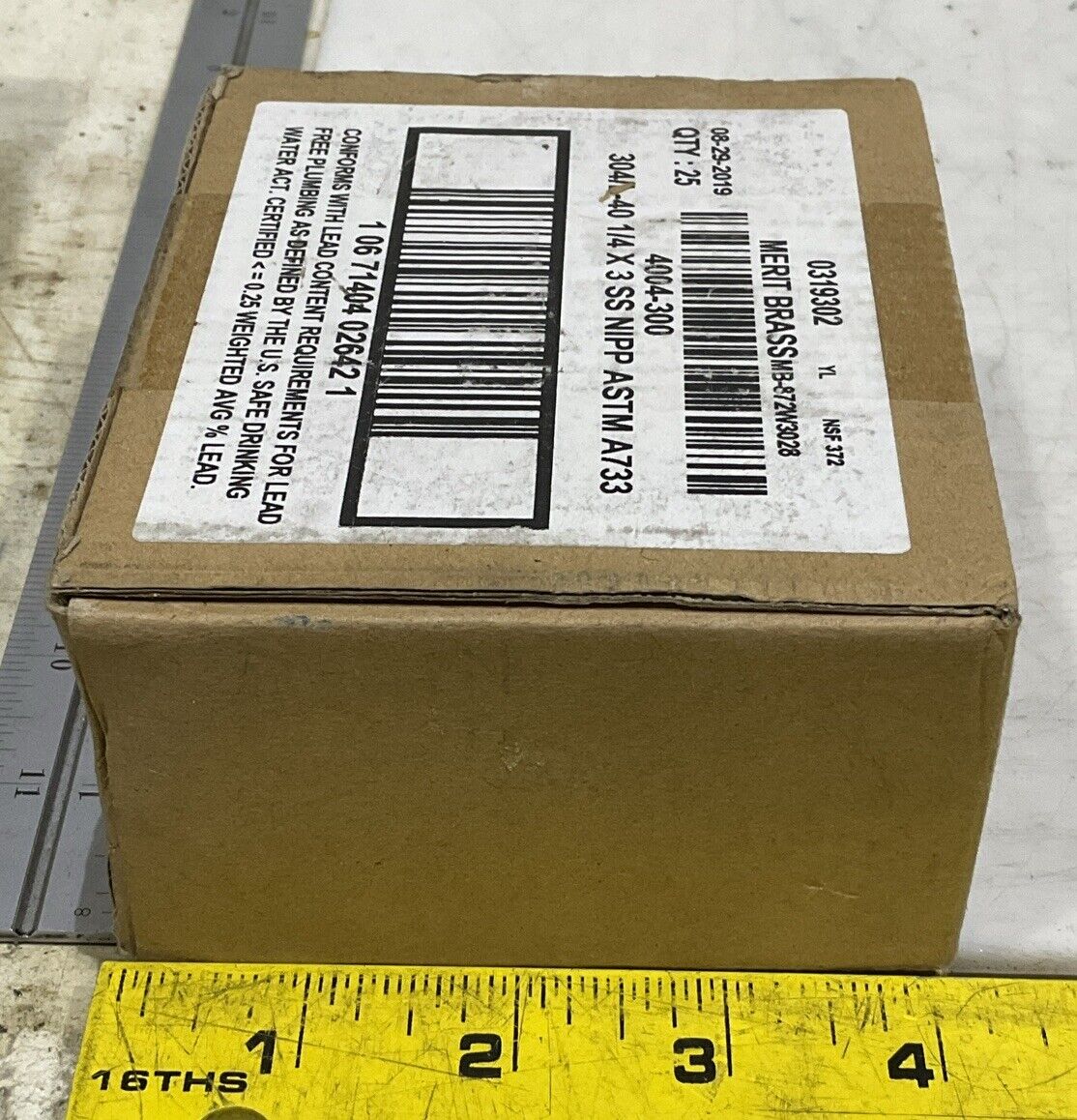 MERIT BRASS MB-872W3028 M304/L40MB SS THREADED PIPE NIPPLE LOT OF 24 554