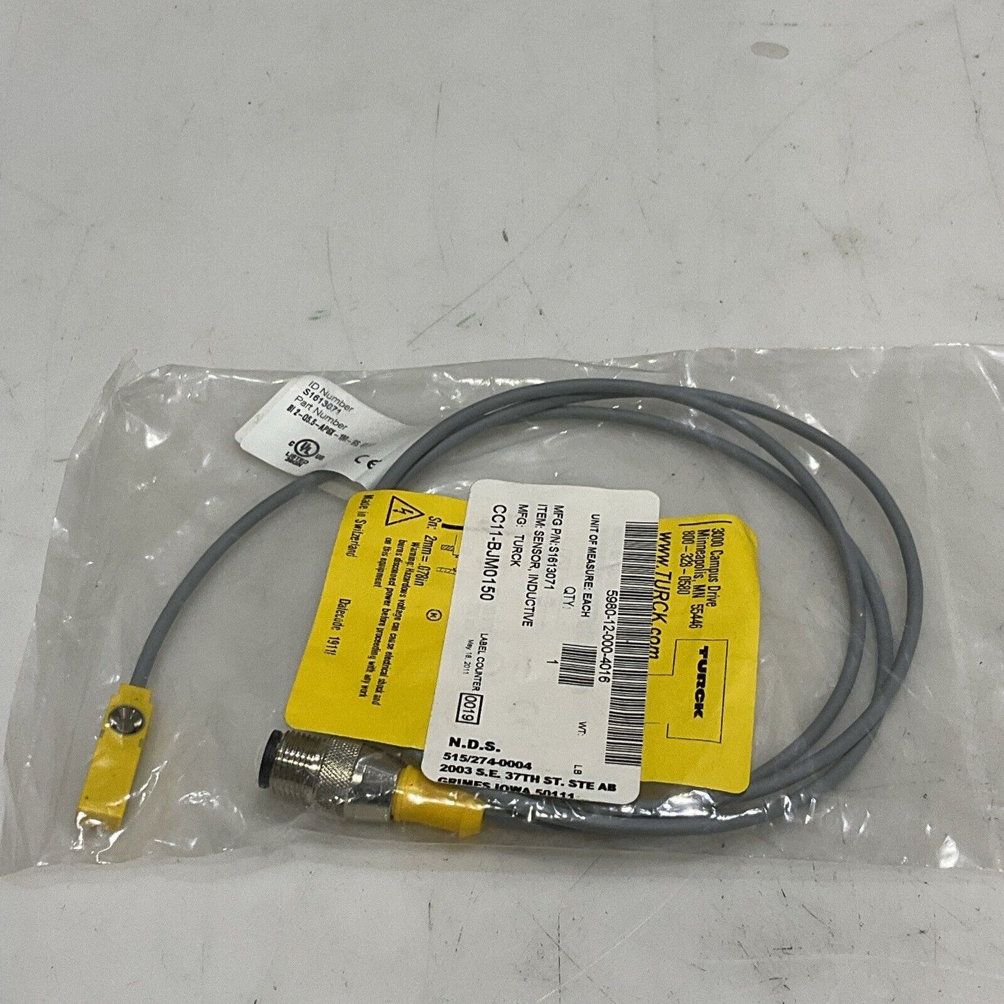 TURCK BI2-Q5.5-AP6X-1M-RS 4T/S34 INDUCTIVE SENSOR S1613071 U3S