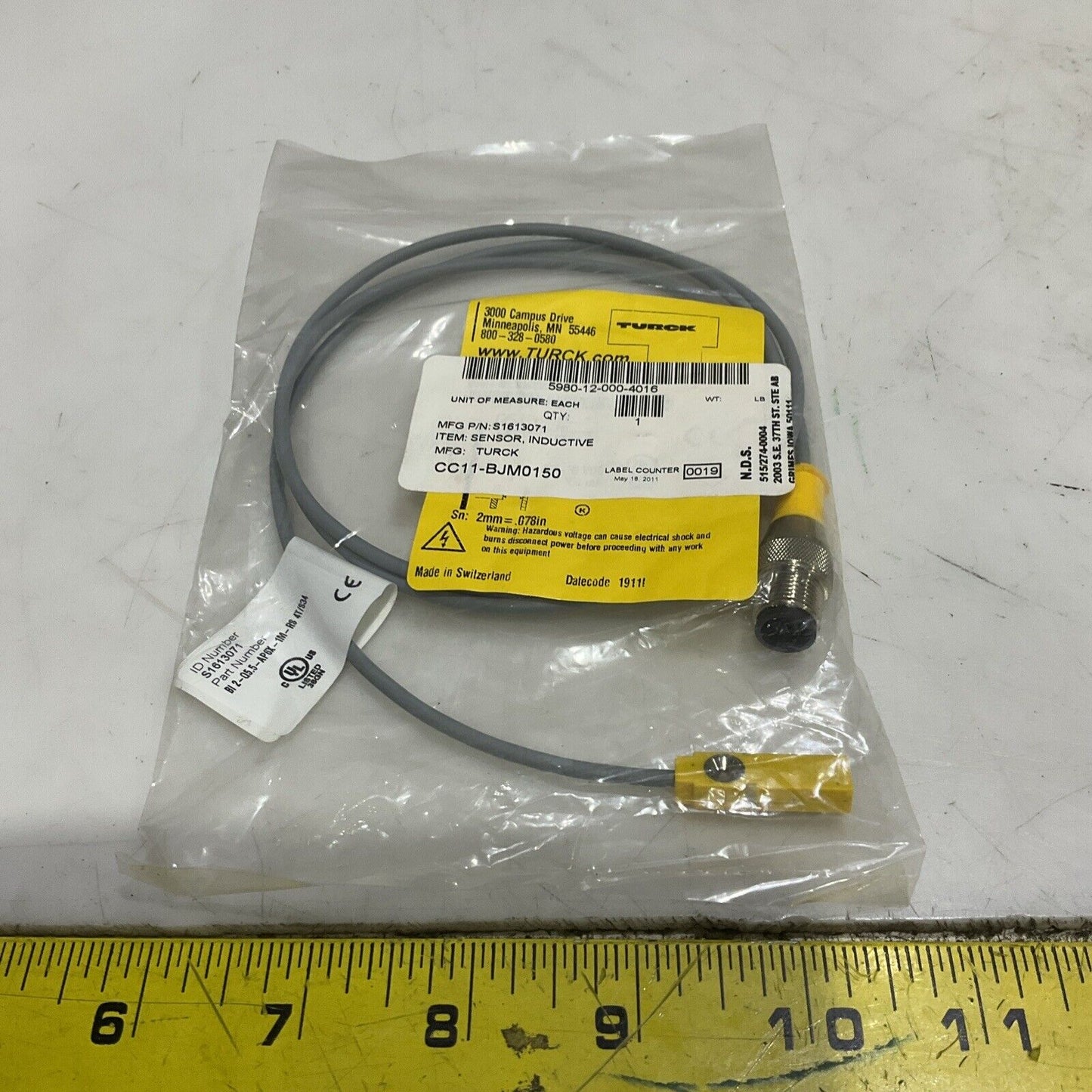 TURCK BI2-Q5.5-AP6X-1M-RS 4T/S34 INDUCTIVE SENSOR S1613071 U3S
