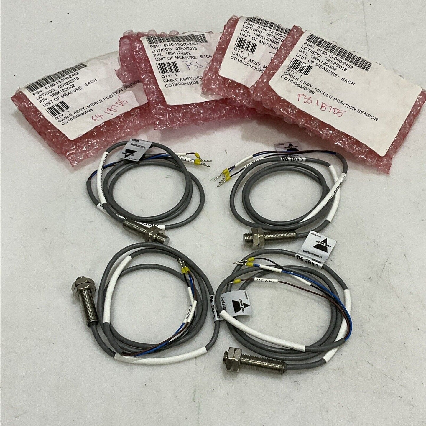 CARLO GAVAZZI IA08BSF20PO MIDDLE POSITION SENSOR CABLE ASSEMBLY LOT OF 4 U3S