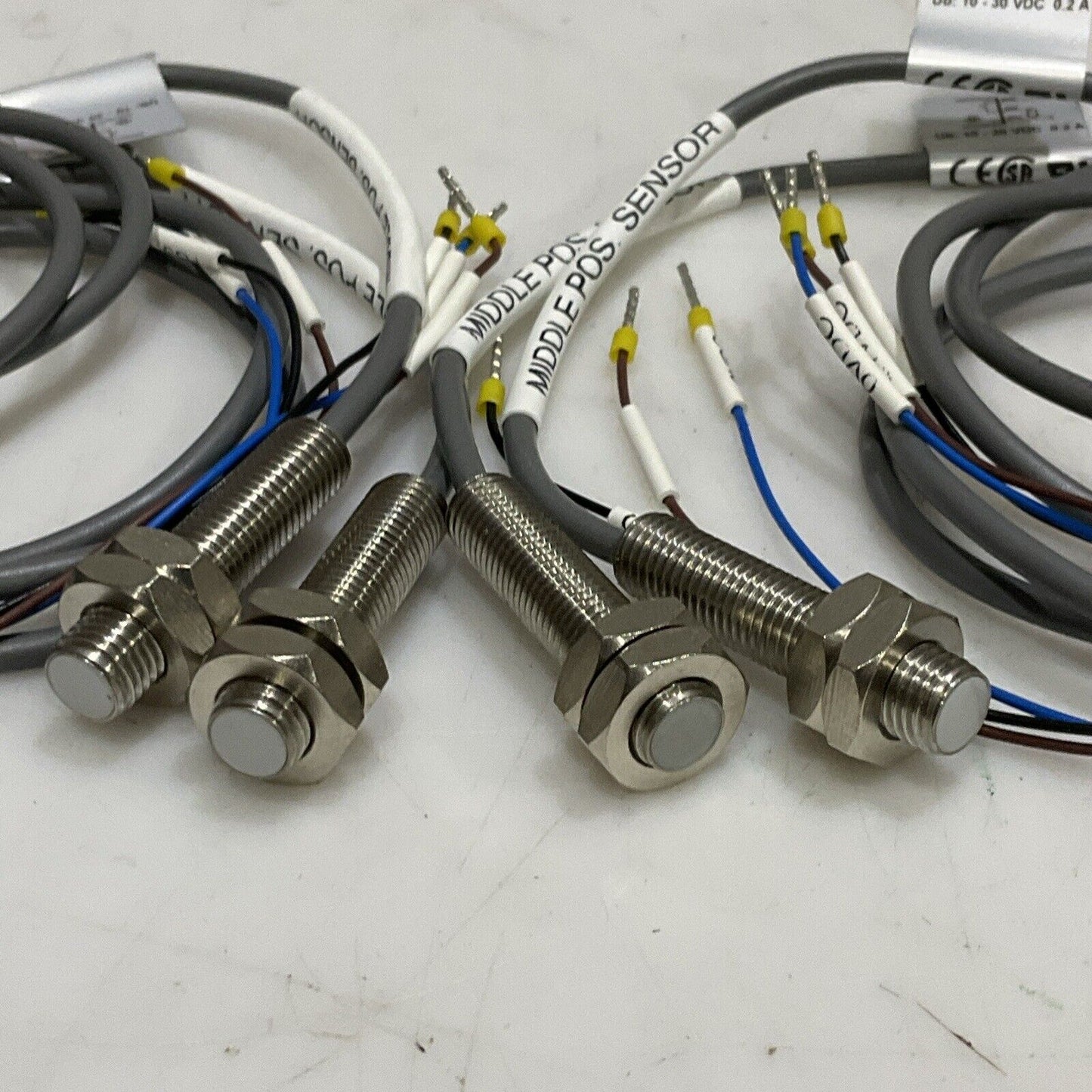 CARLO GAVAZZI IA08BSF20PO MIDDLE POSITION SENSOR CABLE ASSEMBLY LOT OF 4 U3S