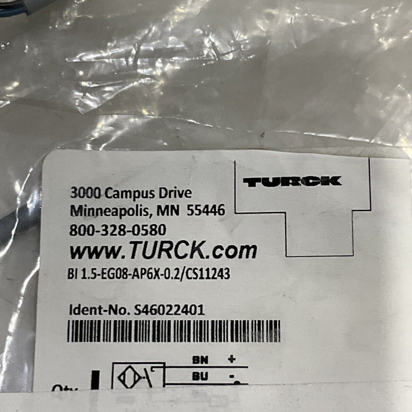 TURCK BI1.5-EG08-AP6X-0.2/CS11243 INDUCTIVE PROXIMITY SENSOR 8MM LOT OF 3 U3S