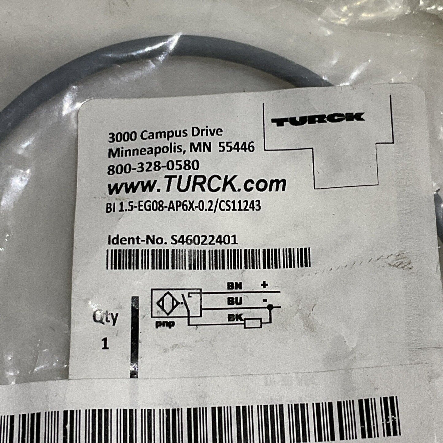 TURCK BI1.5-EG08-AP6X-0.2/CS11243 INDUCTIVE PROXIMITY SENSOR 8MM LOT OF 3 U3S
