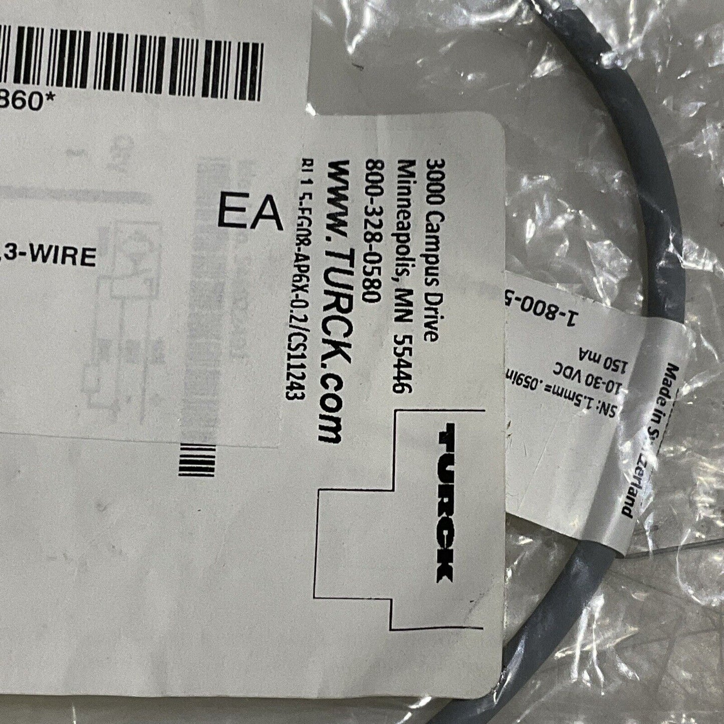 TURCK BI1.5-EG08-AP6X-0.2/CS11243 INDUCTIVE PROXIMITY SENSOR 8MM LOT OF 3 U3S