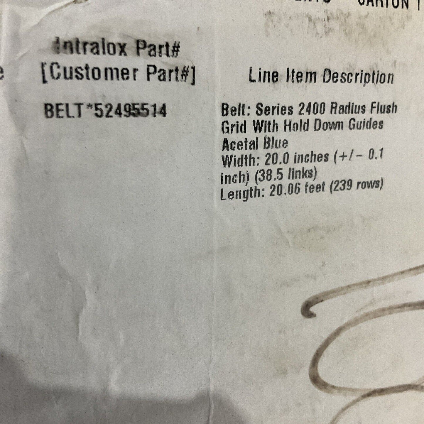 INTERLOX 52495514 SER. 2400 RADIUS FLUSH GRID W/HOLD DOWN 20" U4M