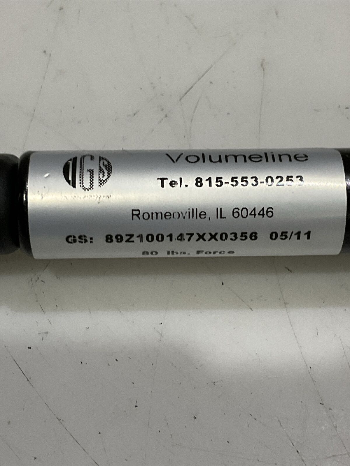 IGS VOLUMELINE 89Z100147XX0356 05/11 HIGH PRESSURE GAS SPRING 80 LBS U3S