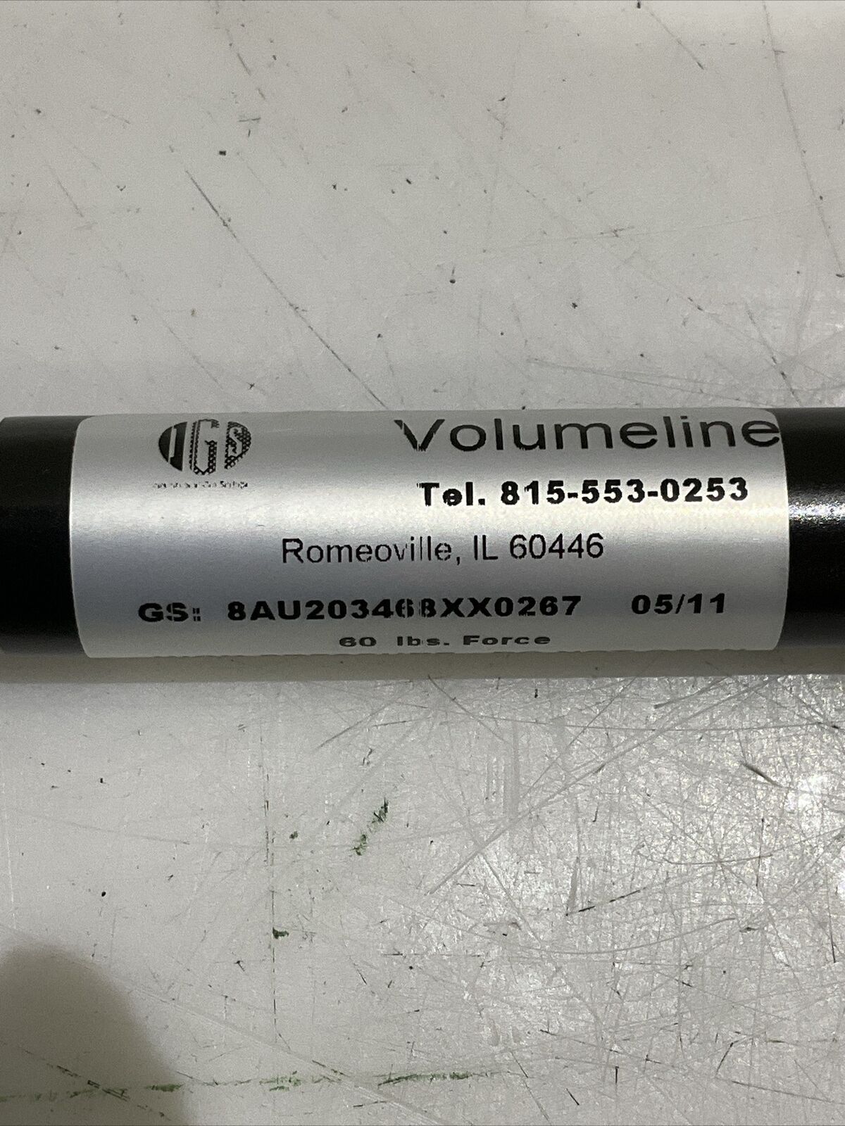 IGS VOLUMELINE 8AU203468XX0267 HIGH PRESSURE GAS SPRING 60 LBS U3S