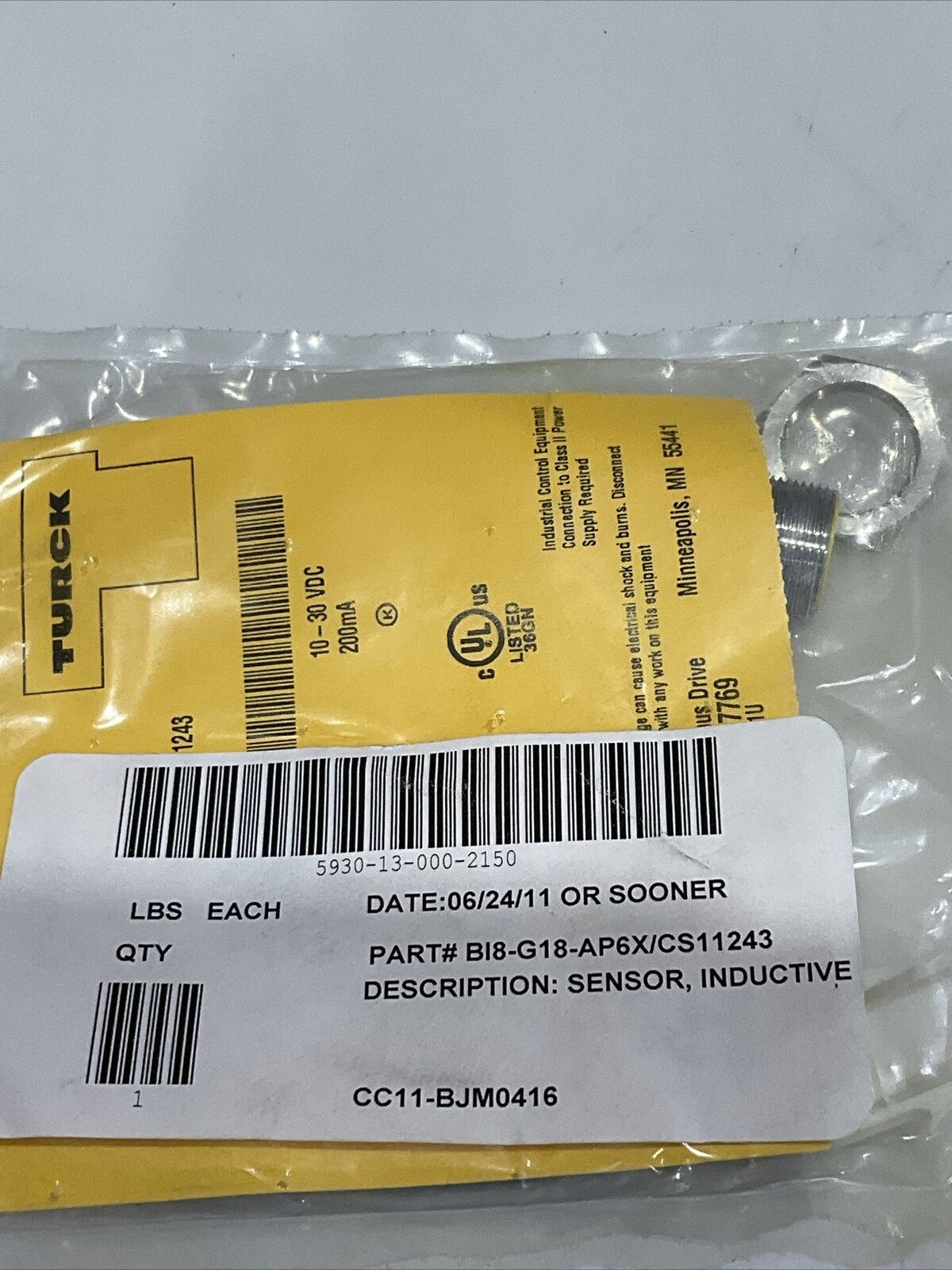 TURCK BI8-G18-AP6X-0.2/CS11243 INDUCTIVE PROXIMITY SENSOR LOT OF 4 U3S