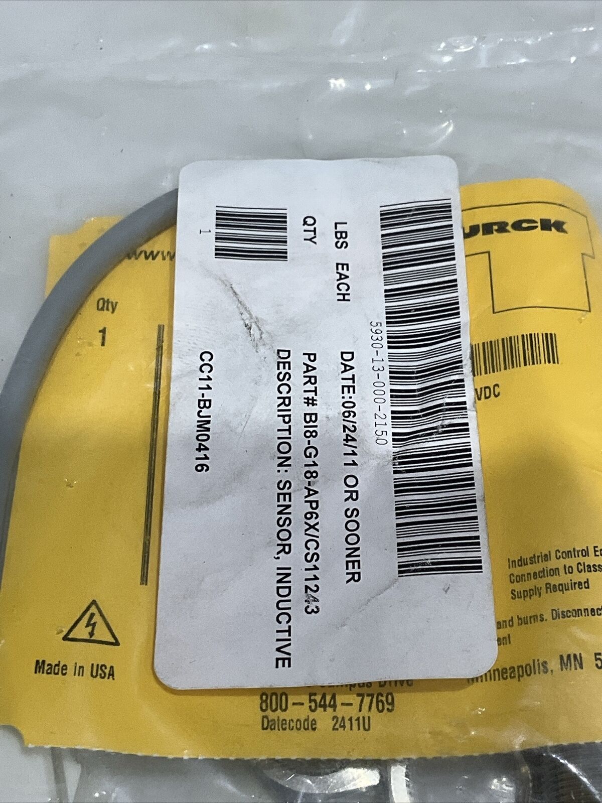 TURCK BI8-G18-AP6X-0.2/CS11243 INDUCTIVE PROXIMITY SENSOR LOT OF 4 U3S