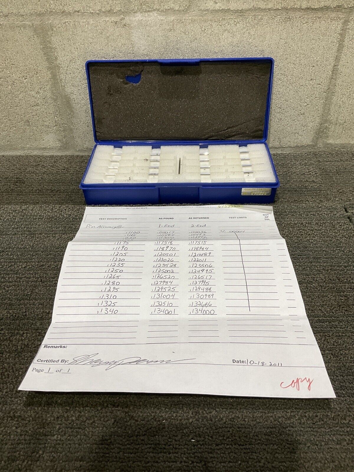 VAN KEUREN .1100-.1340 17 PIECE PIN GAUGE SET 333