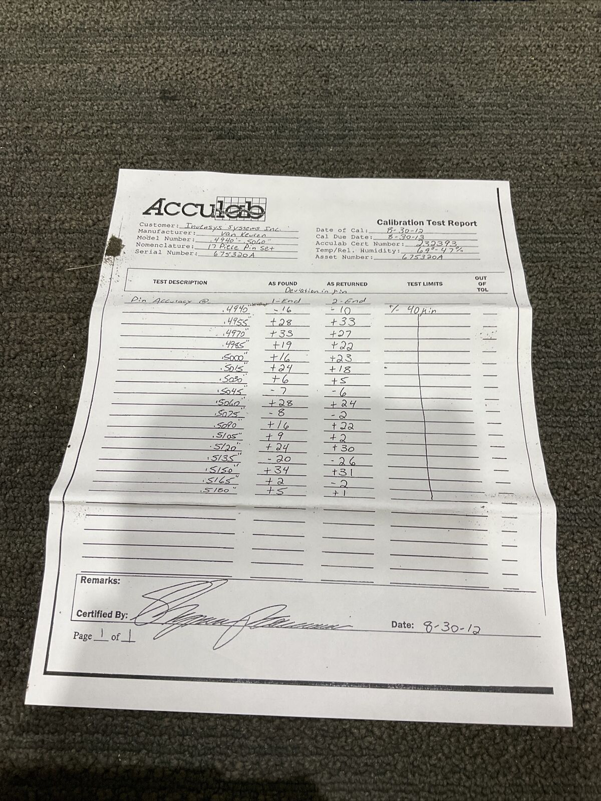 VAN KEUKREN .4940-.5180 17 PIECE GAUGE PIN SET 333