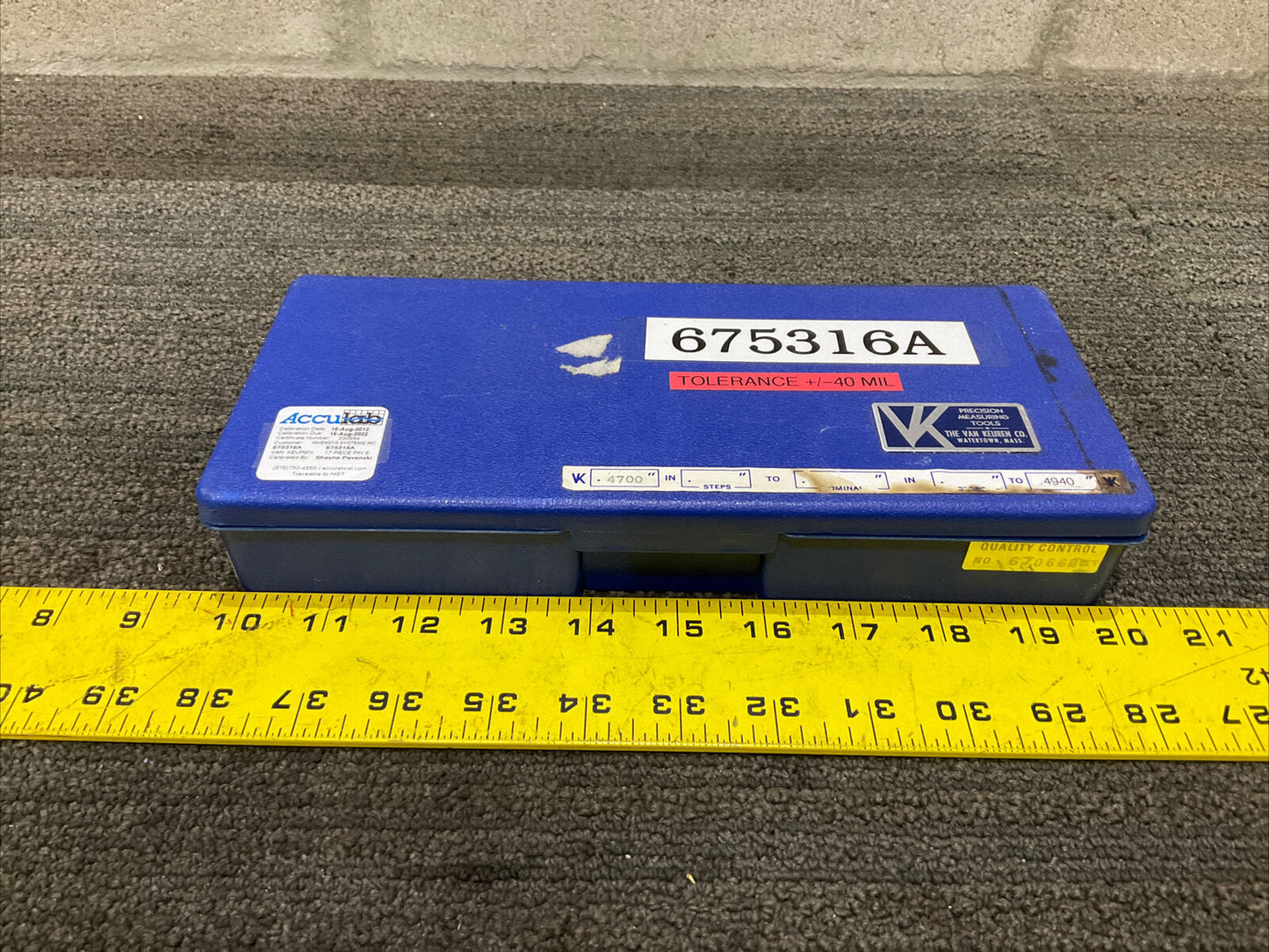 VAN KEUREN .4700-.4940 17 PIECE PIN GAUGE SET 333