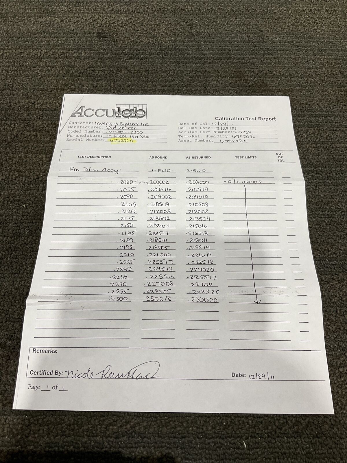 VAN KEUREN .2060-.2300 17 PIECE PIN GAUGE SET 333