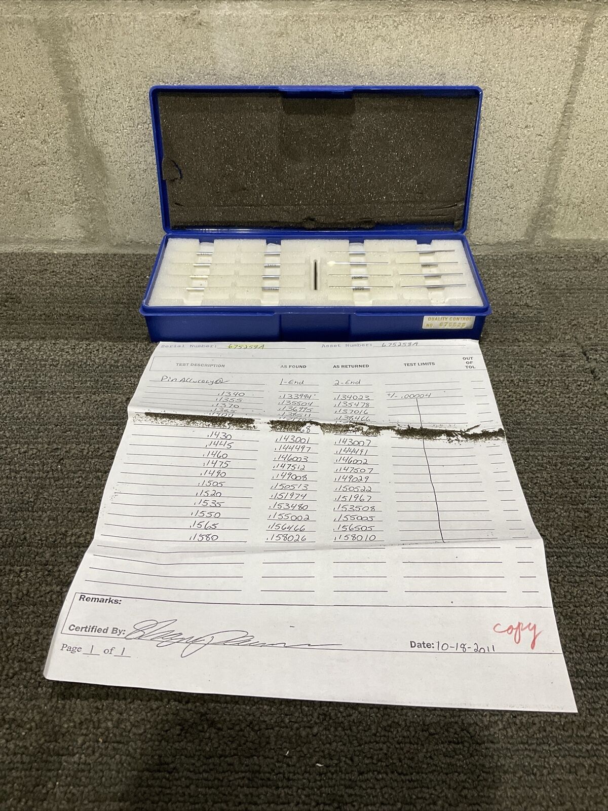 VAN KEUREN .1340-.1580 17 PIECE PIN GAUGE SET 333