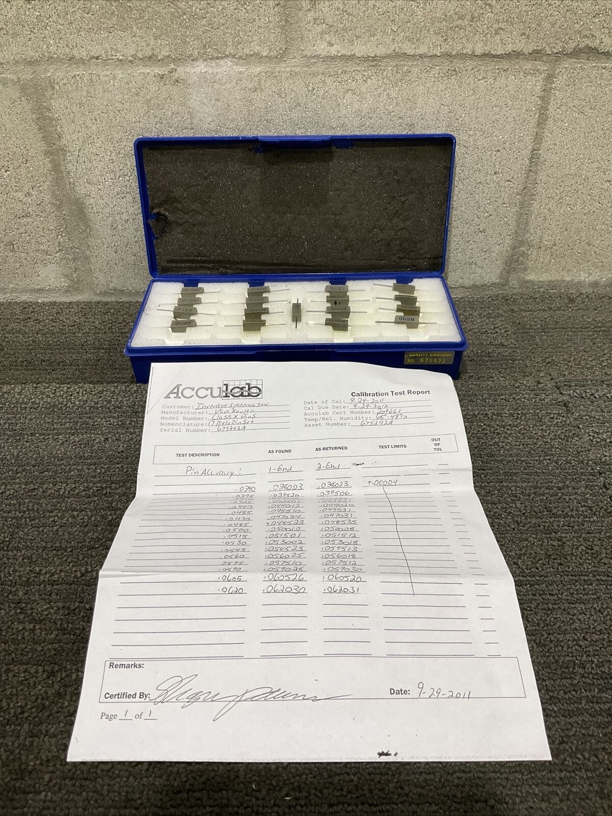 VAN KEUREN .0380-.0620 17 PIECE PIN GAUGE SET  333