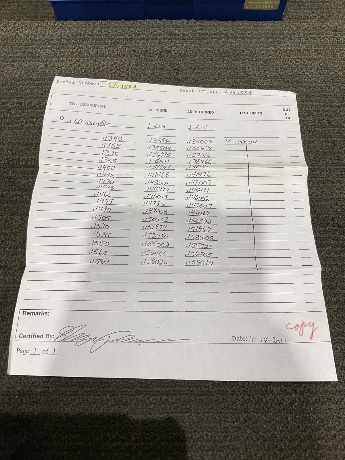 VAN KEUREN .1340-.1580 17 PIECE PIN GAUGE SET 333