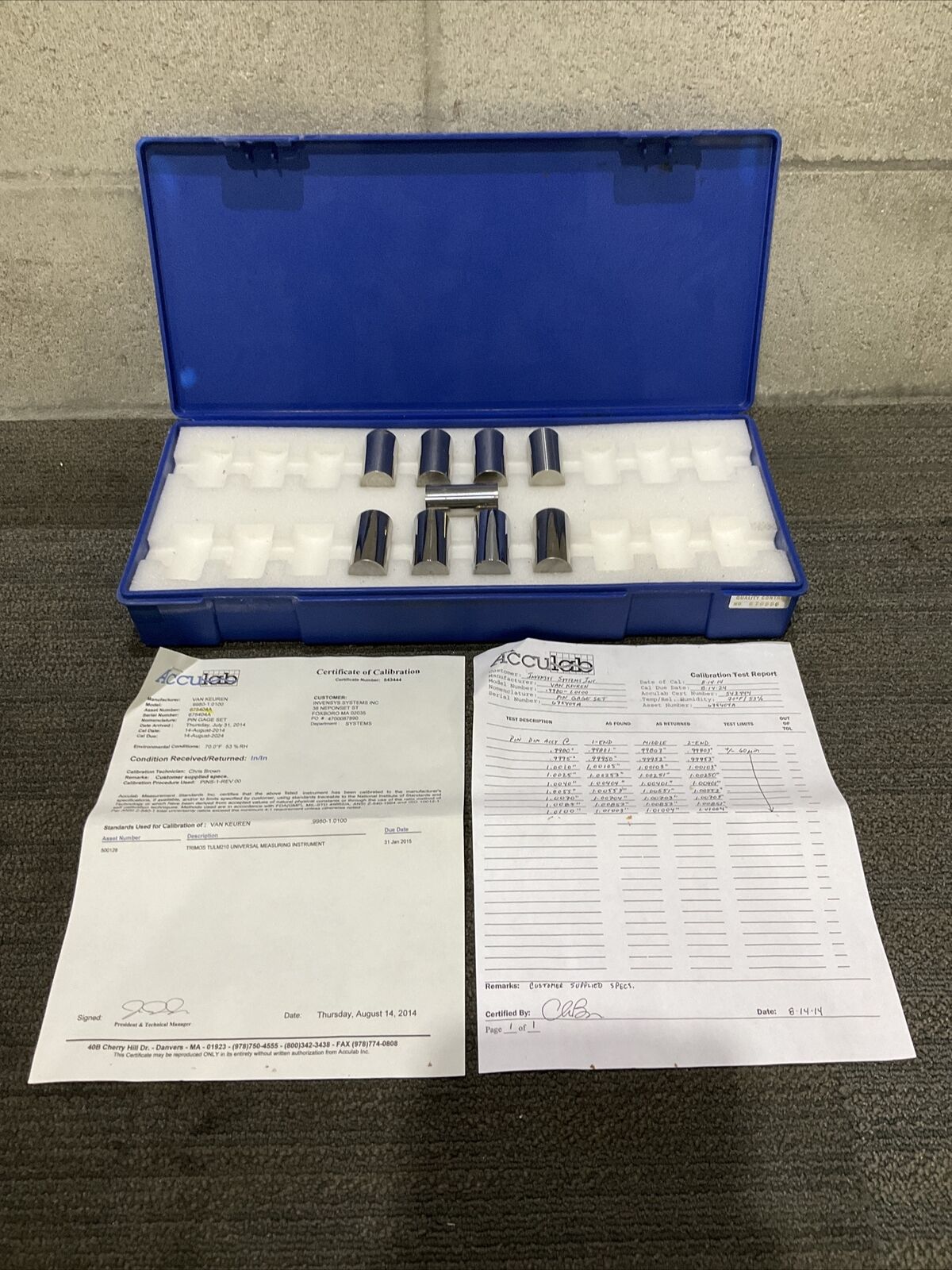 VAN KEUREN .9980-1.0 9 PIECE PIN GAUGE SET 333