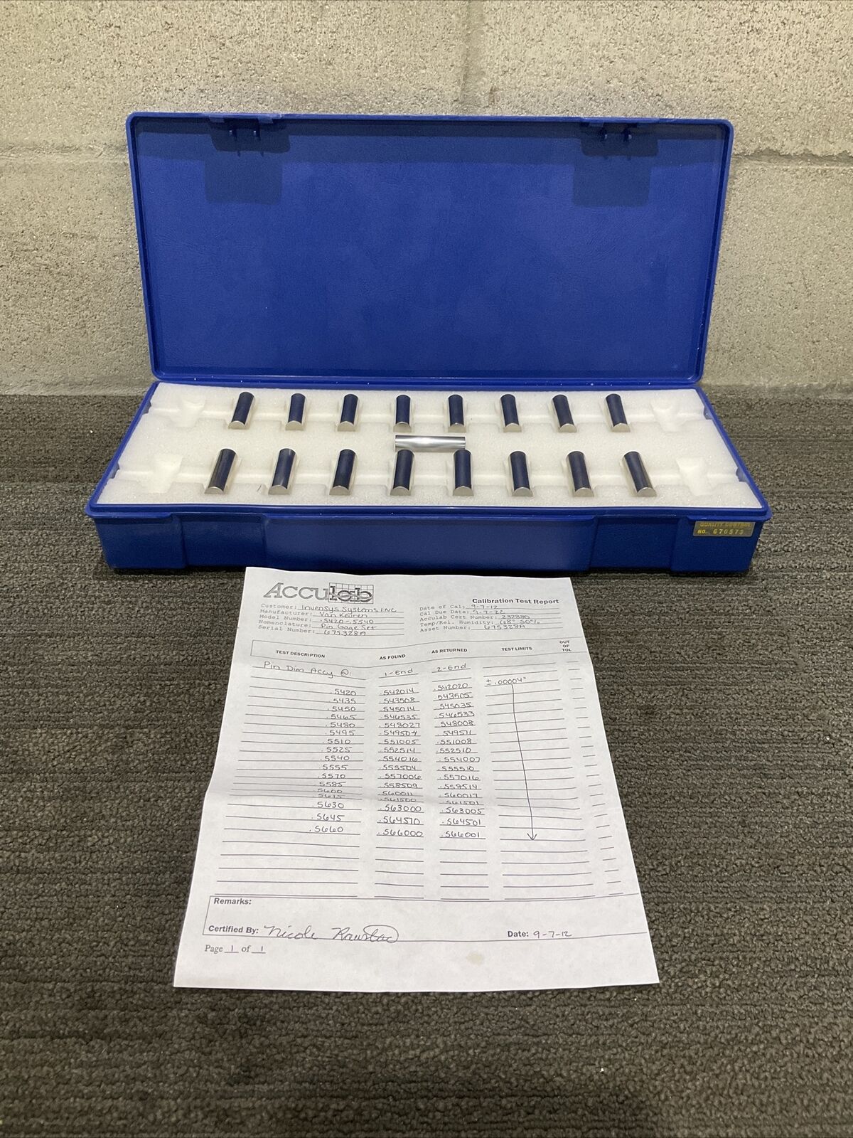 VAN KEUREN .5420-.5660 17 PIECE PIN GAUGE SET 333