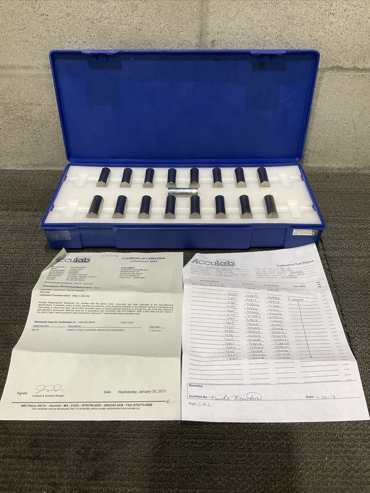VAN KEUREN .7100-.7220  17 PIECE PIN GAUGE SET 333