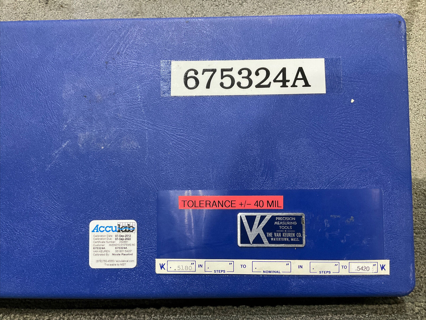 VAN KEUREN .5180-.5420 17 PIECE PIN GAUGE SET  333