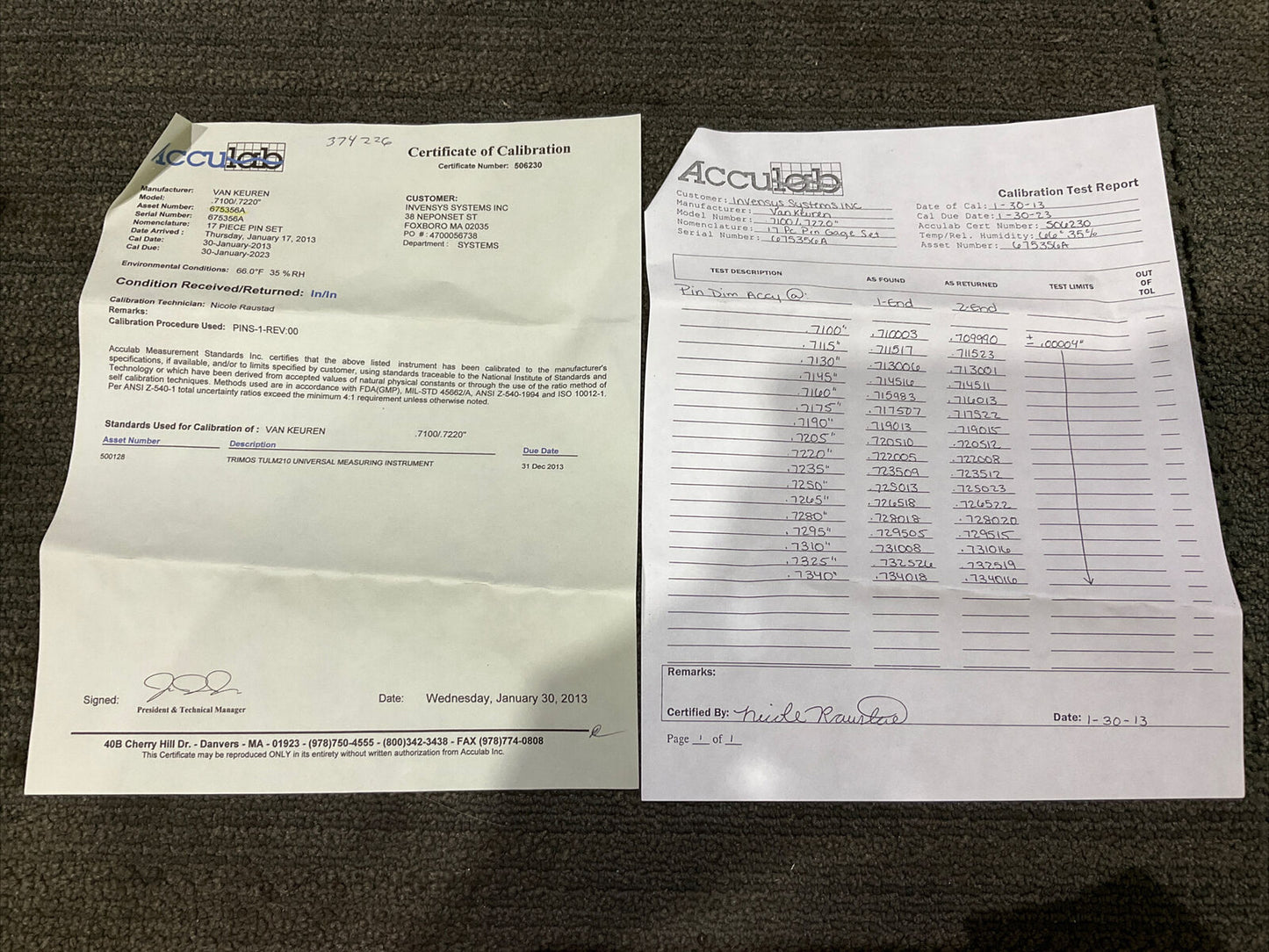 VAN KEUREN .7100-.7220  17 PIECE PIN GAUGE SET 333