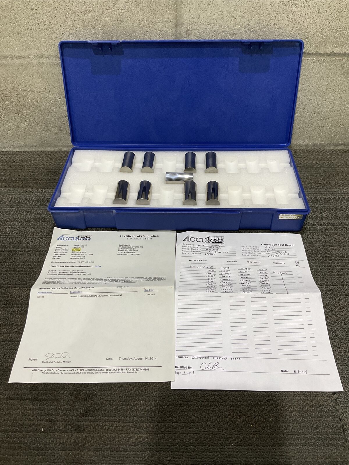 VAN KEUREN .9620-.9740 9 PIECE PUN GAUGE SET 333