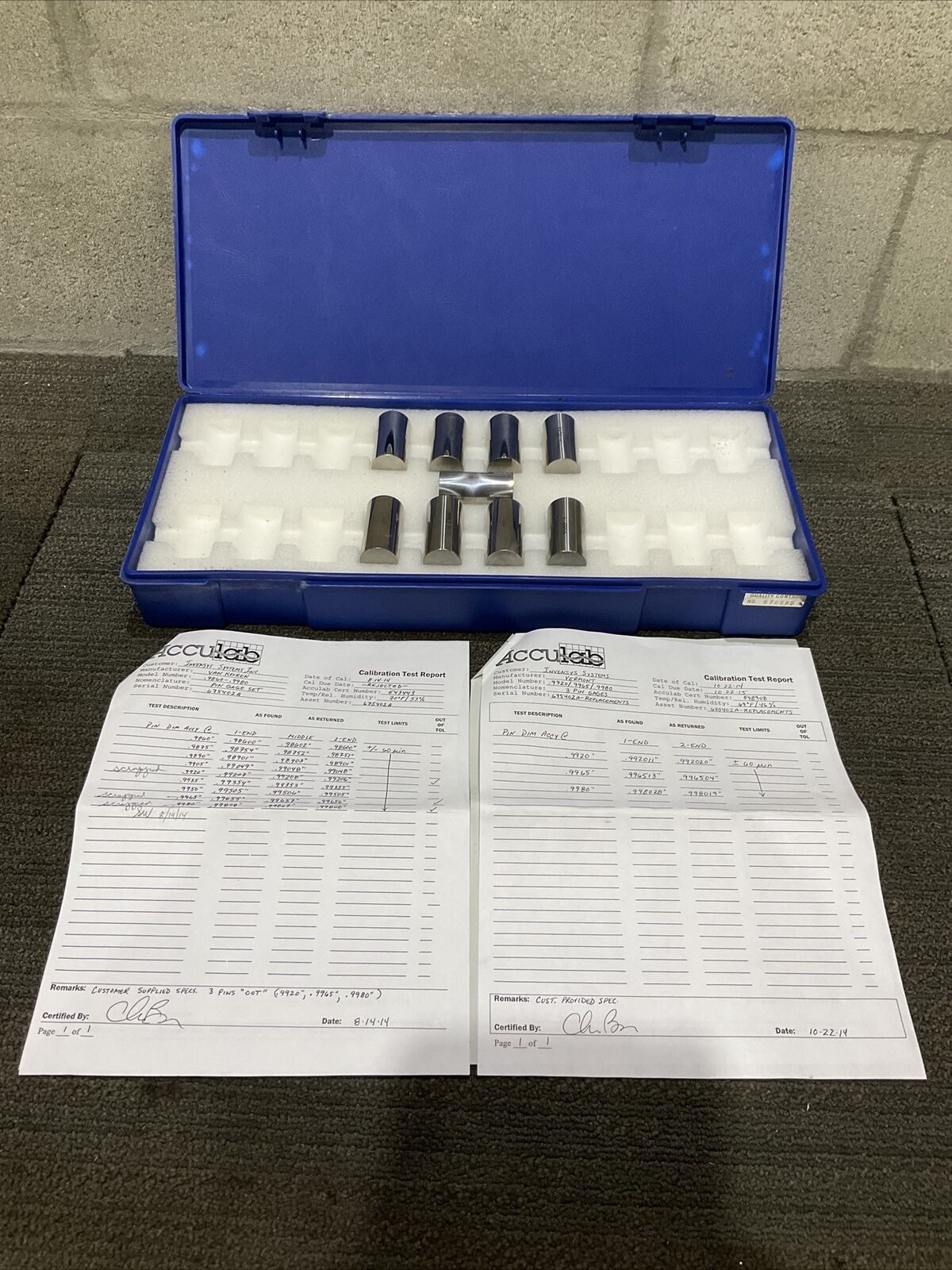 VAN KEUREN .9860-.9980 9 PIECE PIN GAUGE SET 333