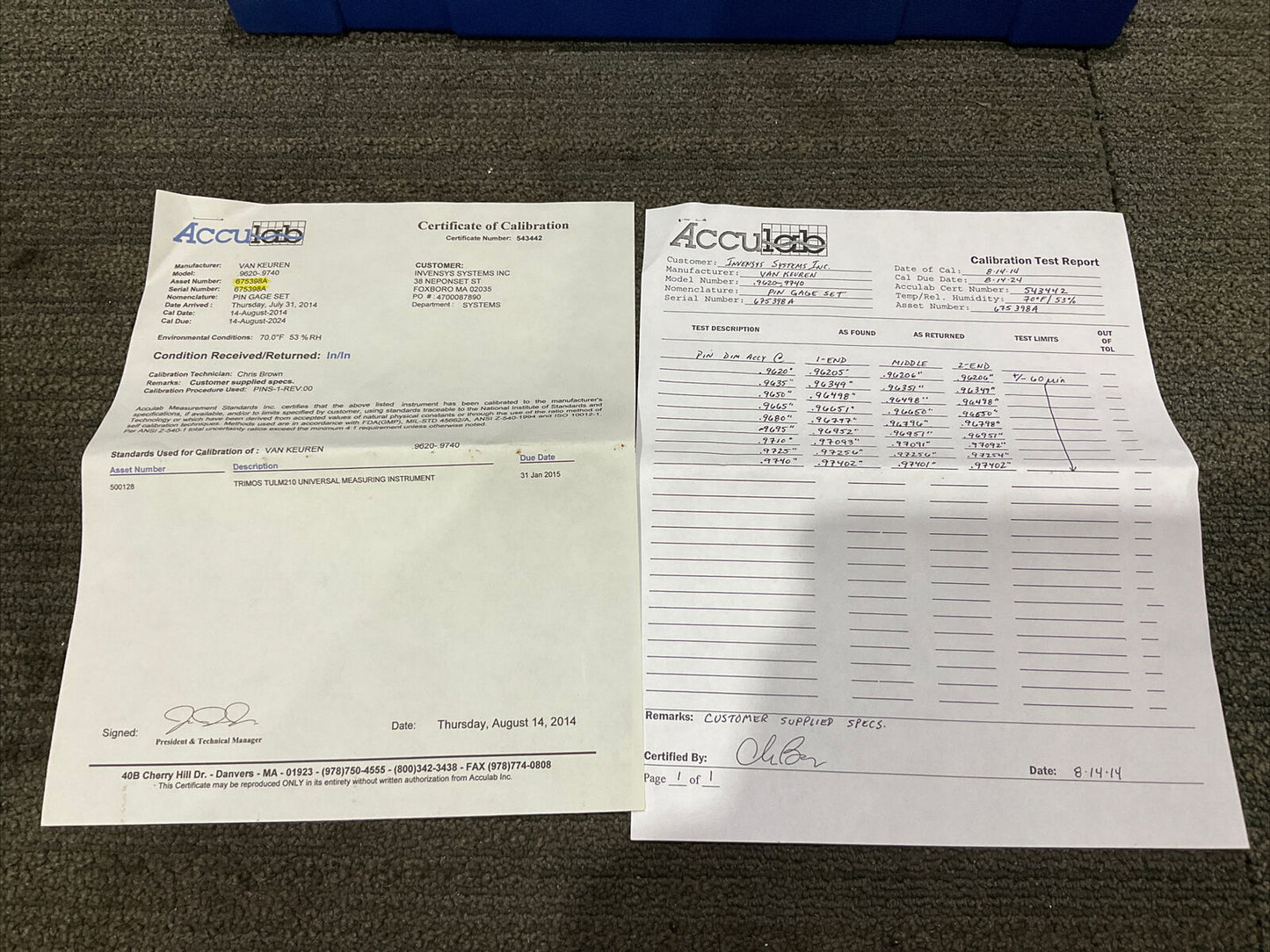 VAN KEUREN .9620-.9740 9 PIECE PUN GAUGE SET 333