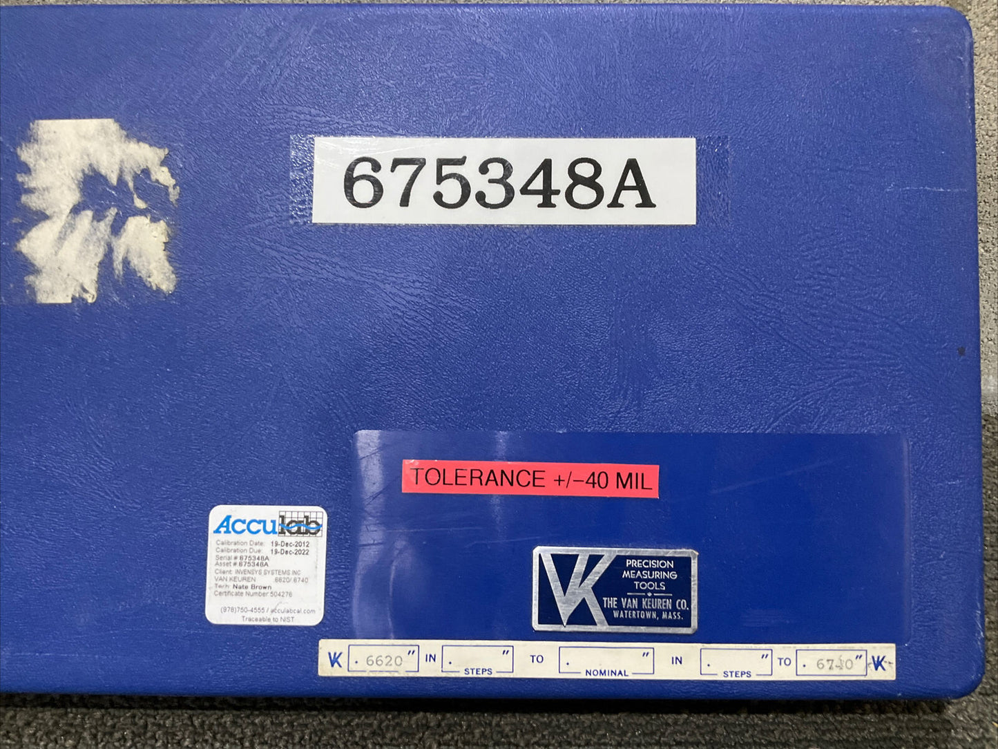 VAN KEUREN .6620-.6740 17 PIECE THREAD WIRE SET 333