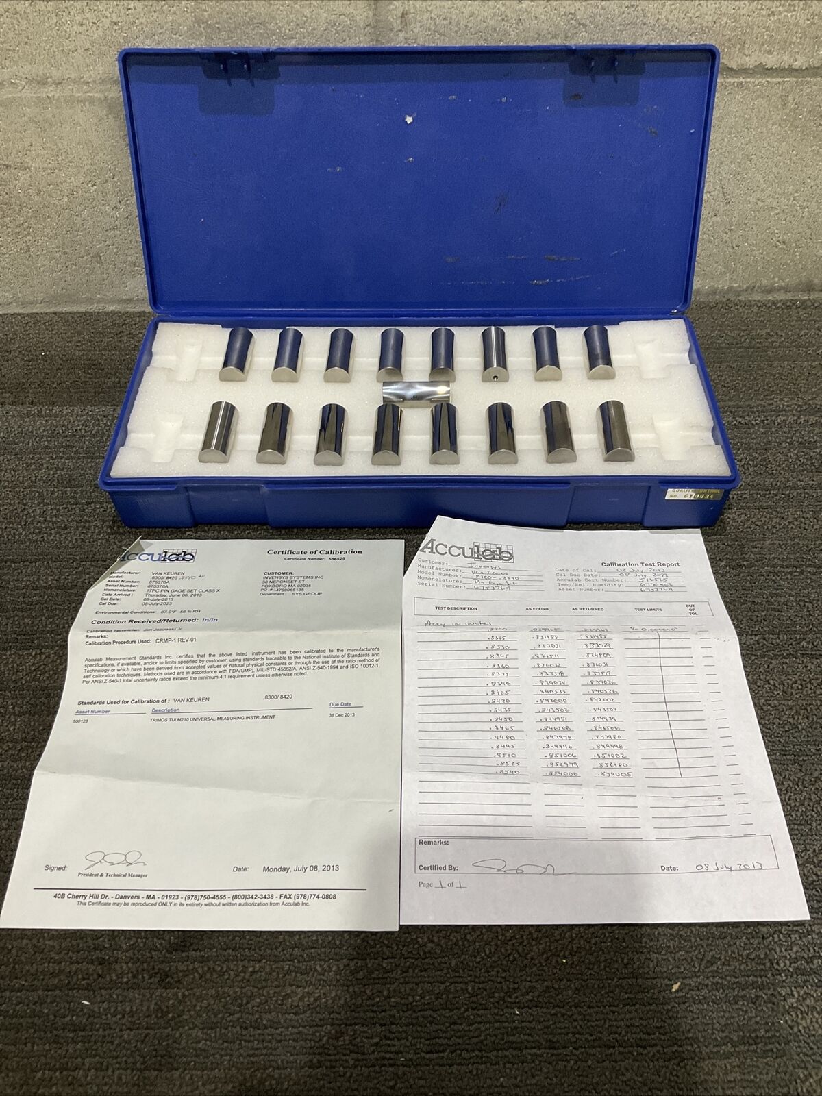 VAN KEUREN .8300-.8540 17 PIECE PIN GAUGE SET 333