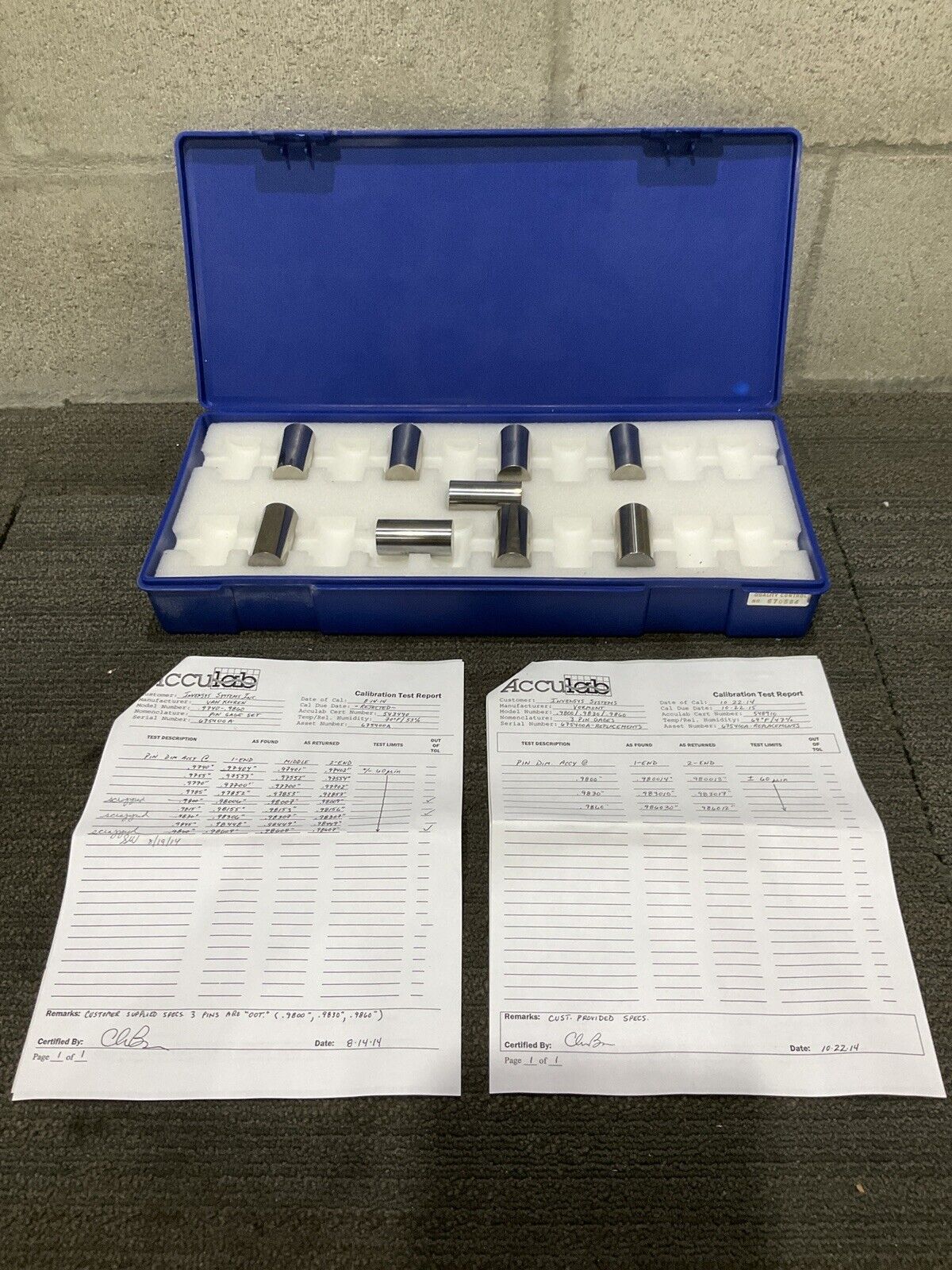 VAN KEUREN .9740-.9845 9 PIECE PIN GAUGE SET 333