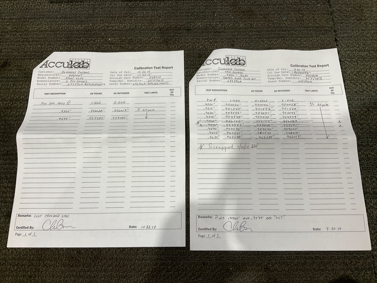 VAN KEUREN .9500-.9620 9 PIECE THREAD WIRE SET 333