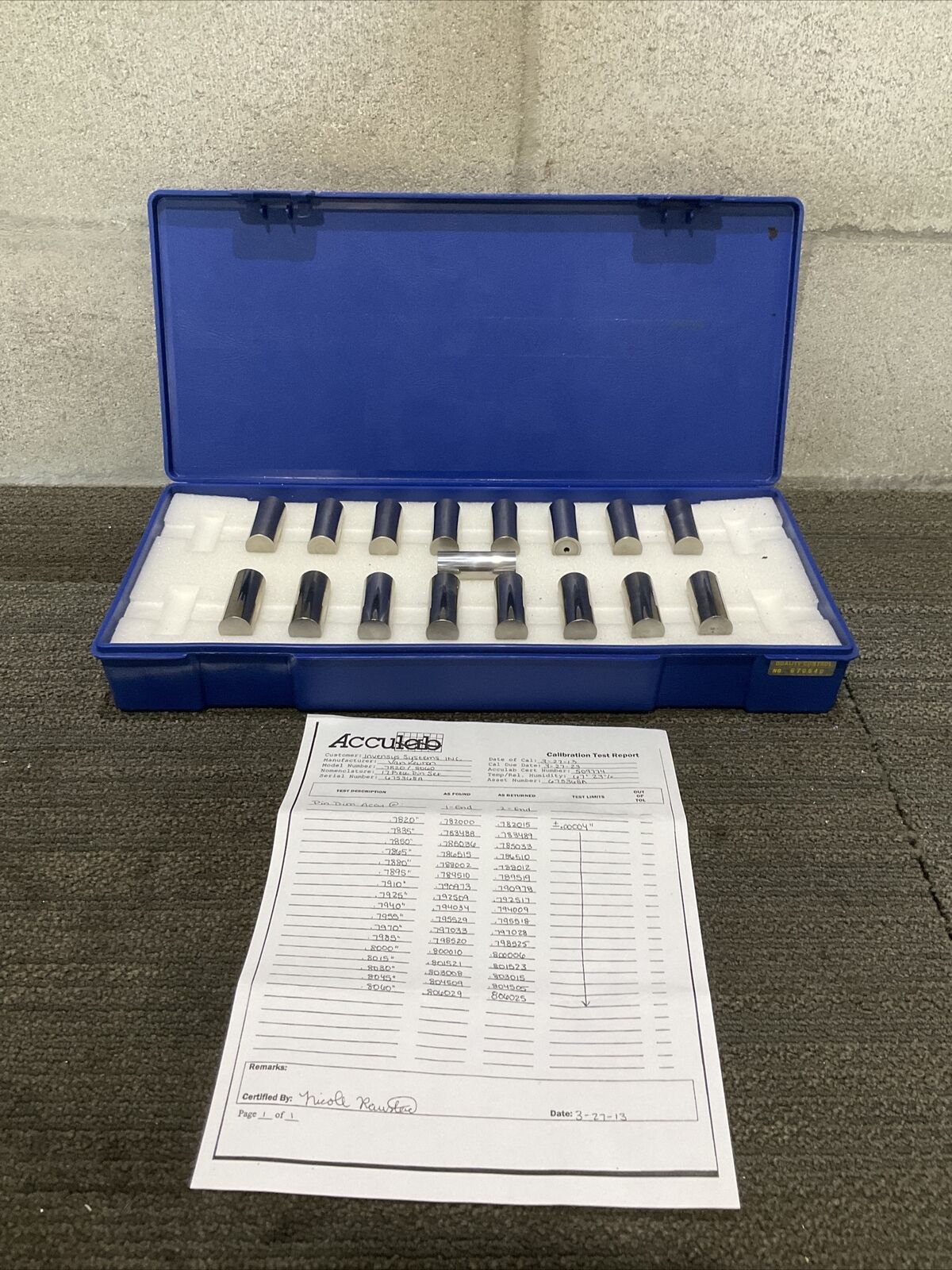 VAN KEUREN .7820-.8060 17 PIECE PIN GAUGE SET 333