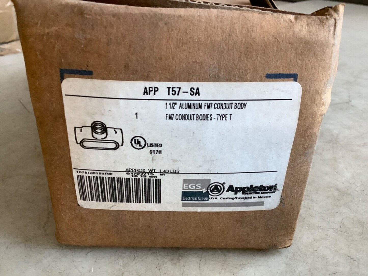 APPLETON T57-SA CONDUIT BODY TYPE T 1-1/2IN 678