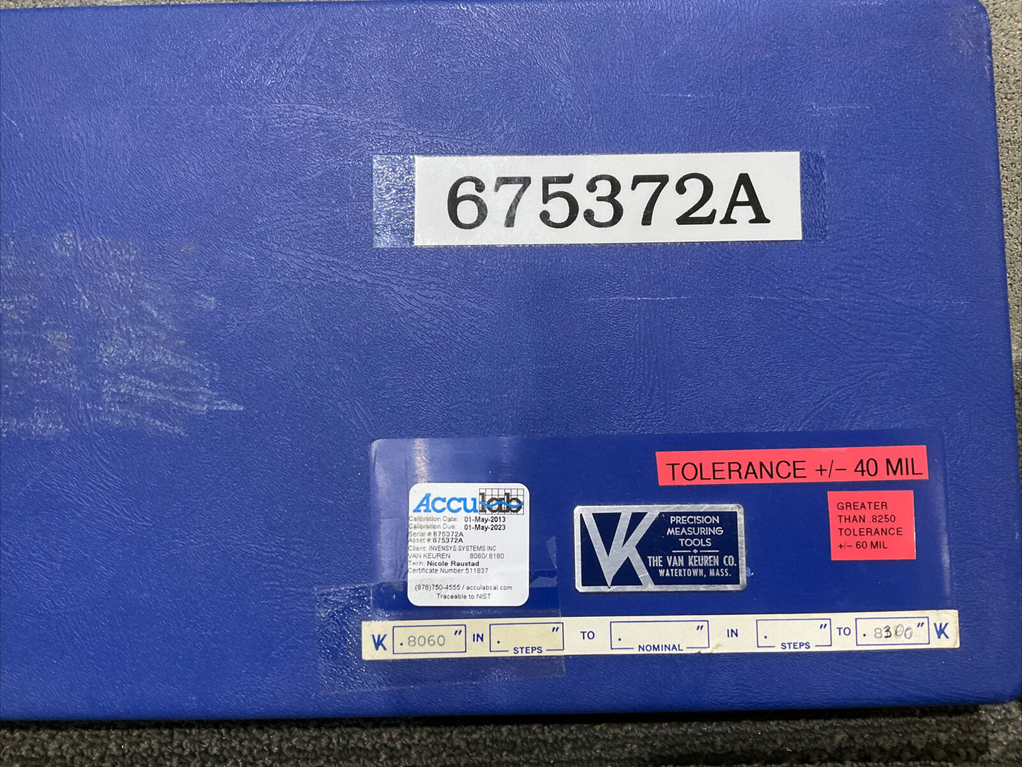 VAN KEUREN .8060-.8300 17 PIECE PIN GAUGE SET 333