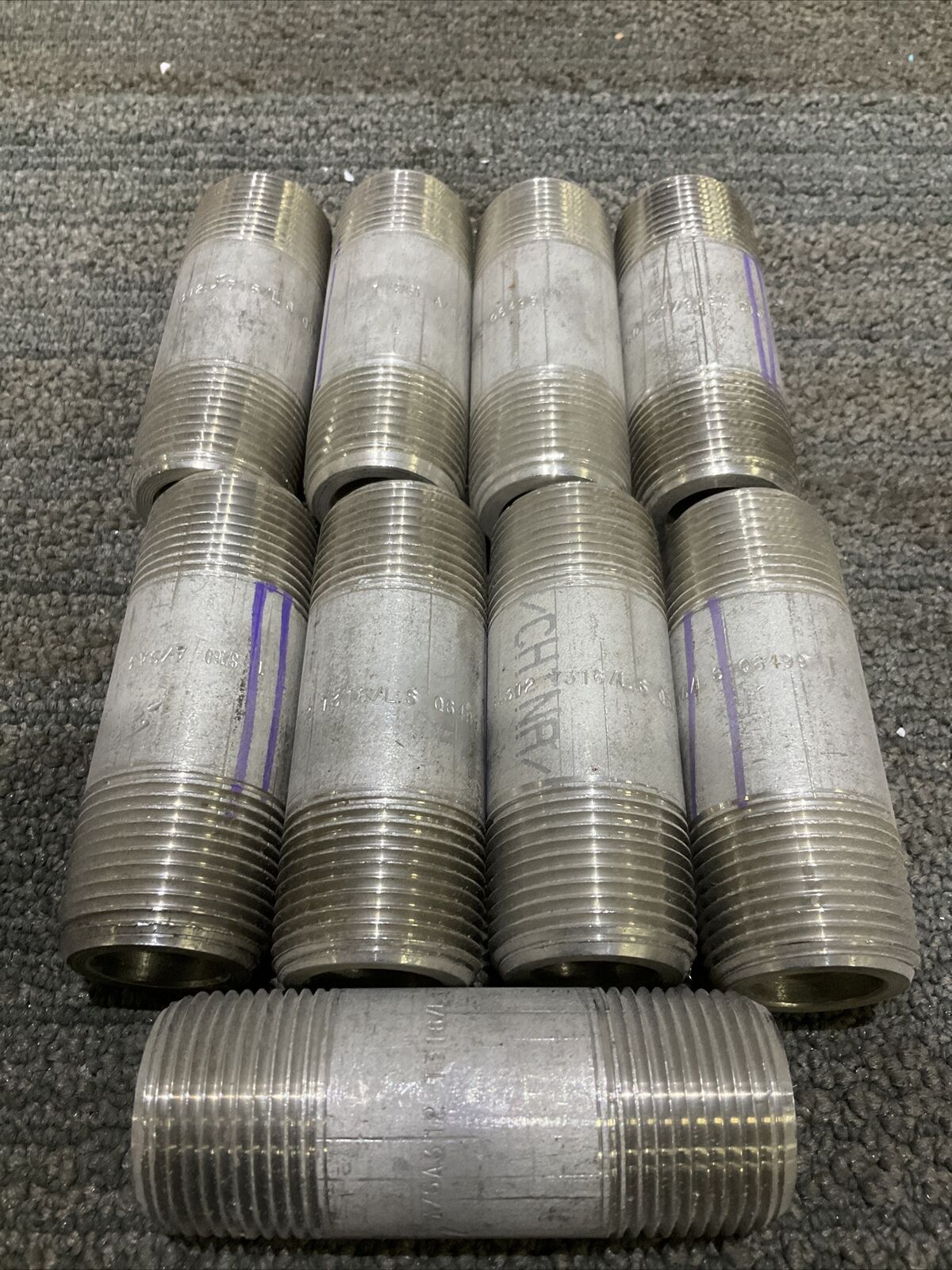 WM 1 S/160 A/SA312 T316/LS Q6499 STAINLESS STEEL PIPE NIPPLE 678 LOT OF 9