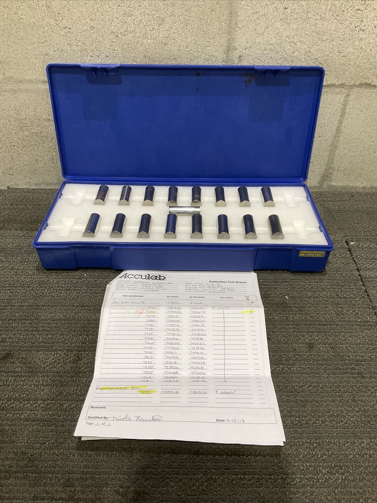 VAN KEUREN .7340-7460 17 PIECE 17 PIECE PIN GAUGE SET 333