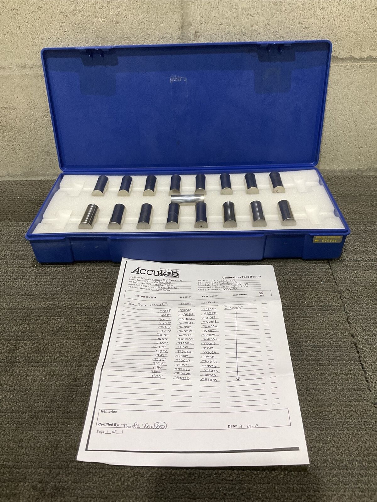 VAN KEUREN .7580-.7820 17 PIECE PIN GAUGE SET 333