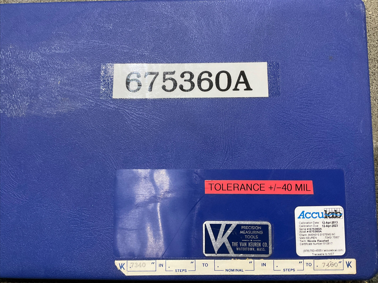 VAN KEUREN .7340-7460 17 PIECE 17 PIECE PIN GAUGE SET 333