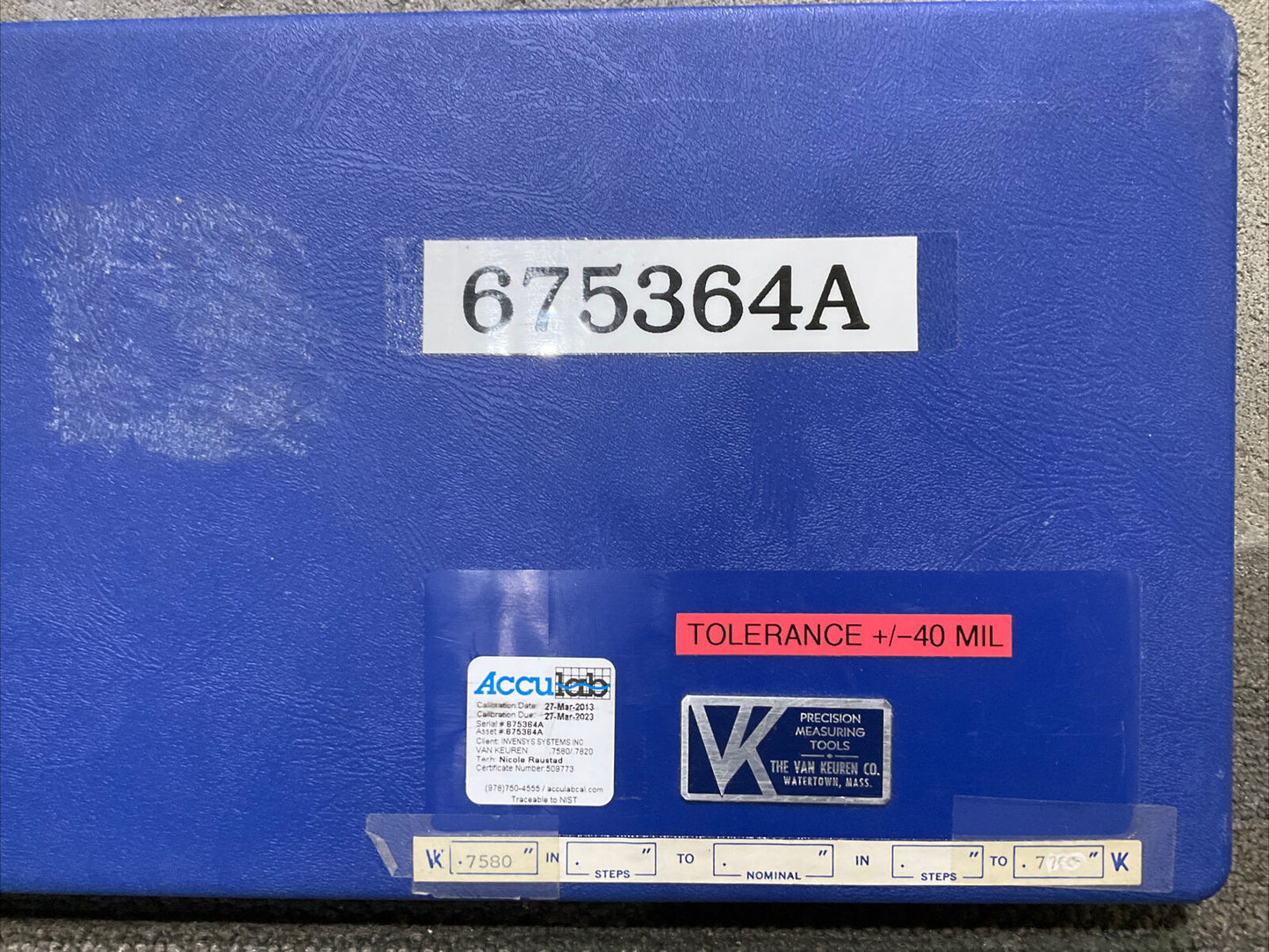 VAN KEUREN .7580-.7820 17 PIECE PIN GAUGE SET 333