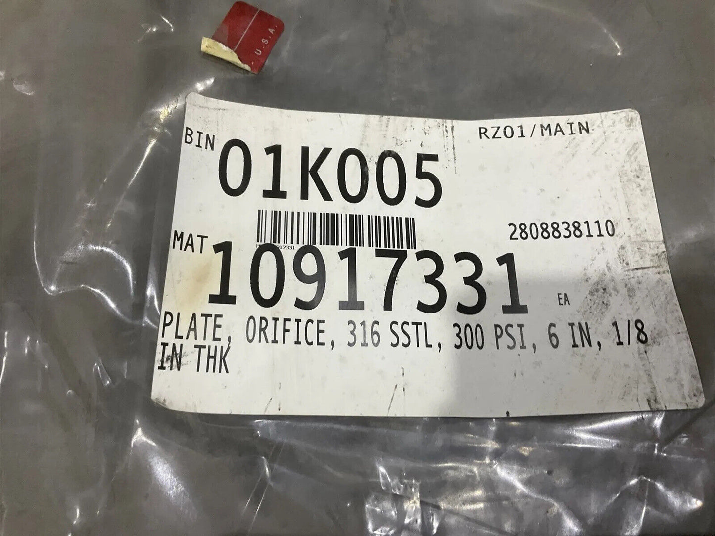 DANIEL 316/316L 6 300 INLET ORIFICE PLATE 6” 10" DIA. 300 PSI 1/8” THICK 678