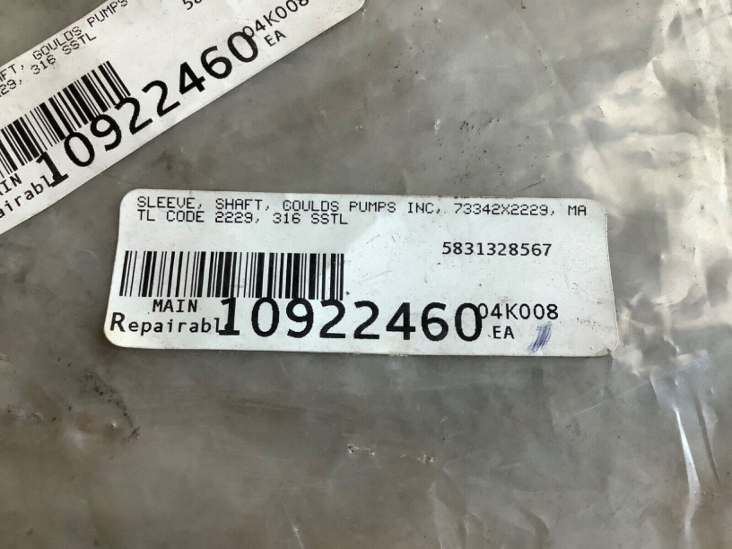 GOULDS PUMPS 73342X 2229 SHAFT SLEEVE 316SSTL 3196 MTX 678