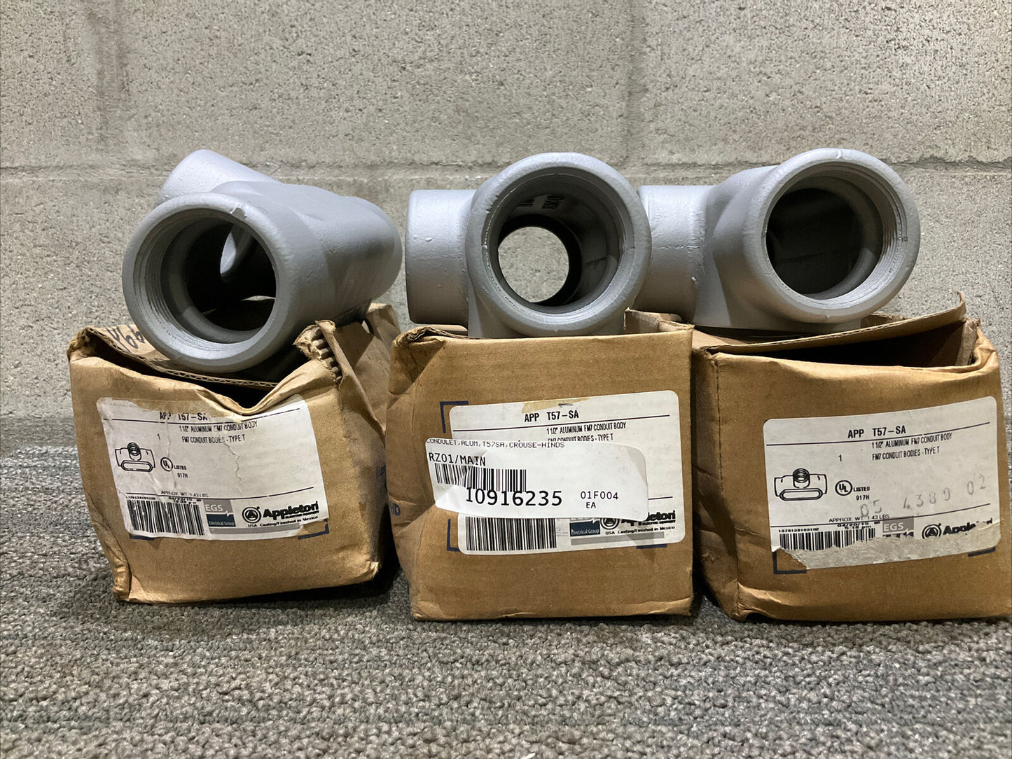 EMERSON APPLETON APP T57-SA ALUMINUM FM7 CONDUIT BODY TYPE T 678 LOT OF 3