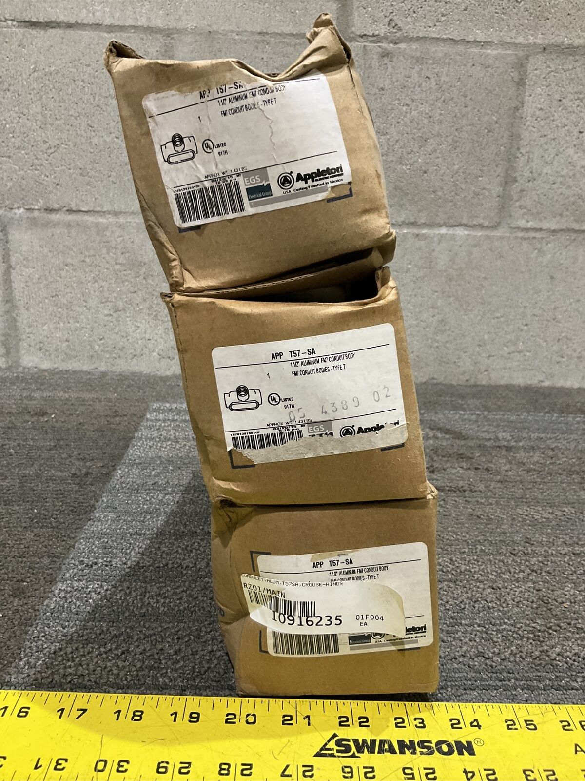 EMERSON APPLETON APP T57-SA ALUMINUM FM7 CONDUIT BODY TYPE T 678 LOT OF 3