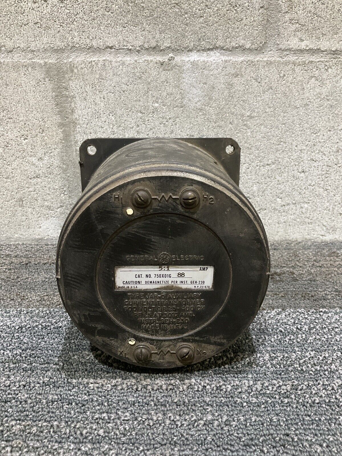 GE GENERAL ELECTRIC 750X01G 88 JAR-O AUXILIARY CURRENT TRANSFORMER 222